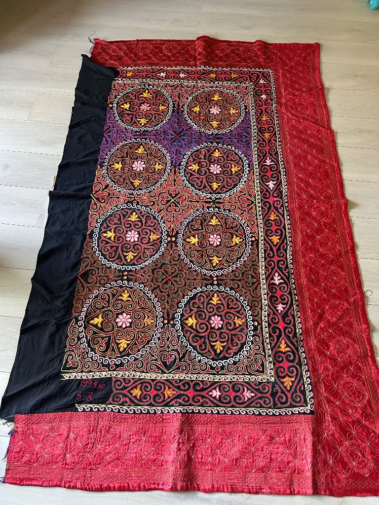 Authentiek handgeborduurd Mongools Ger textiel, Gebruikt, Oosters, Wandkleed, Ophalen of Verzenden
