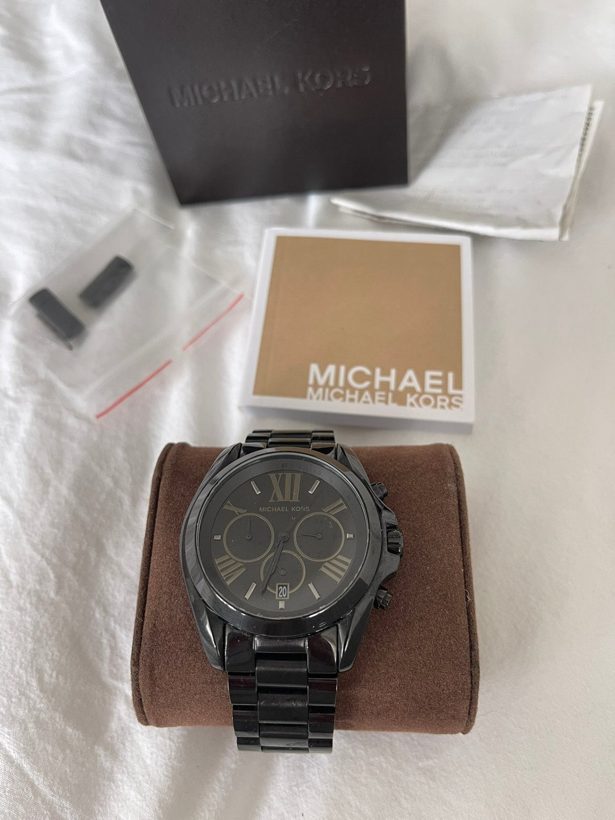 Michael kors zwarte horloge unisex, Ophalen of Verzenden, Zo goed als nieuw, Staal, Overige merken