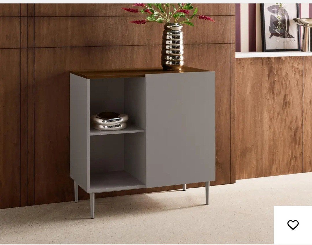 Nieuw Dressoir - Lichtgrijs met Walnoot Houten Blad, Huis en Inrichting, Ophalen, Nieuw, Overige houtsoorten, 50 tot 100 cm