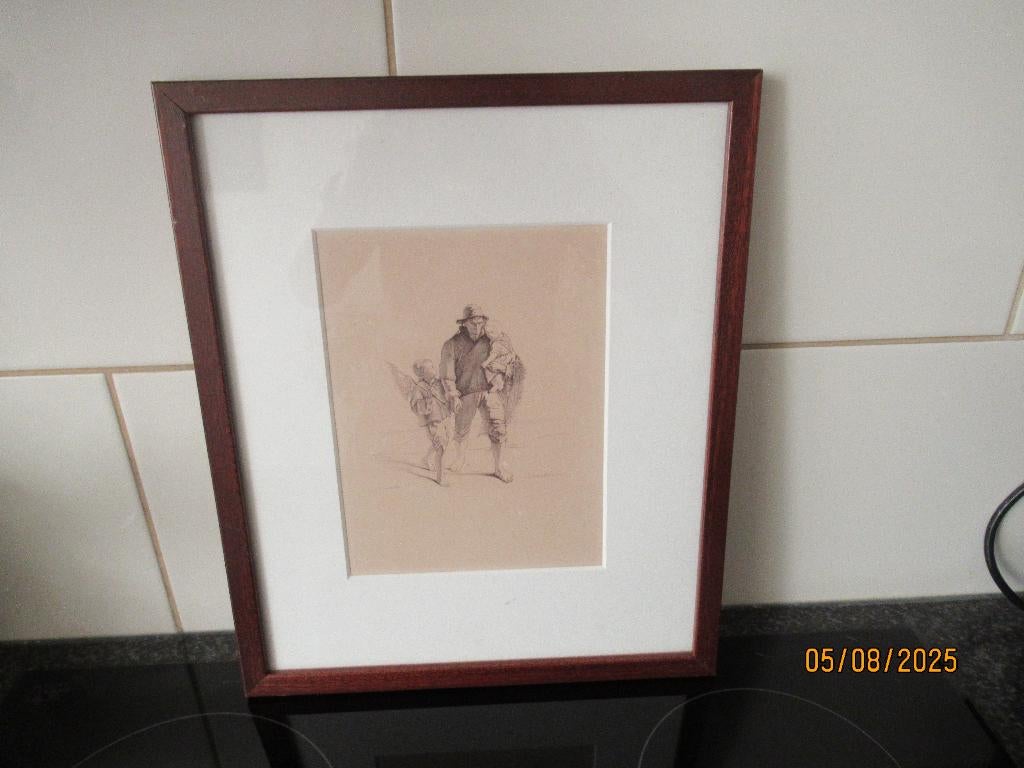 GRAVURE- HUISWAARTS-RENNEFELD naar JOZEF ISRAELS-MOEDER GRAF, Antiek en Kunst, Portret, Gravure, Ingelijst, Ophalen of Verzenden