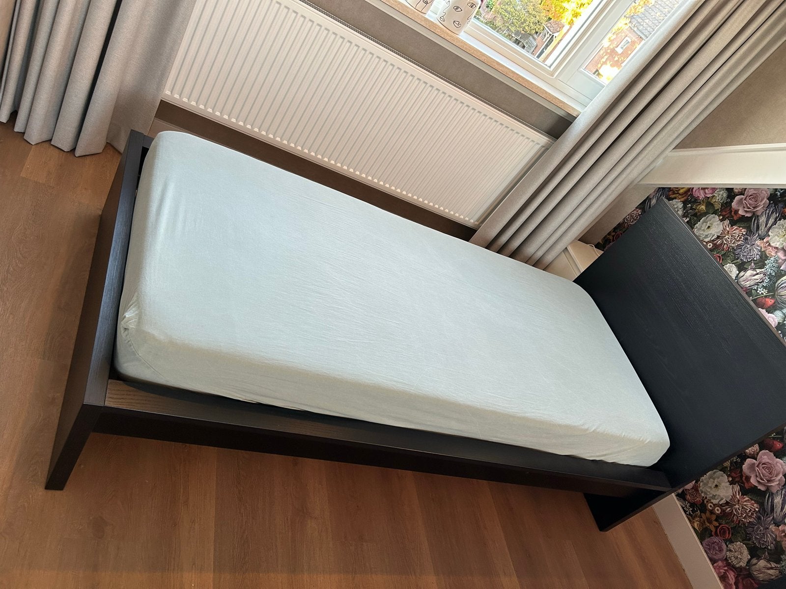 IKEA MALM bedframe met LEIRSUND lattenbodem, 90x200 cm, Ophalen, Verstelbaar, 90 cm, Eenpersoons