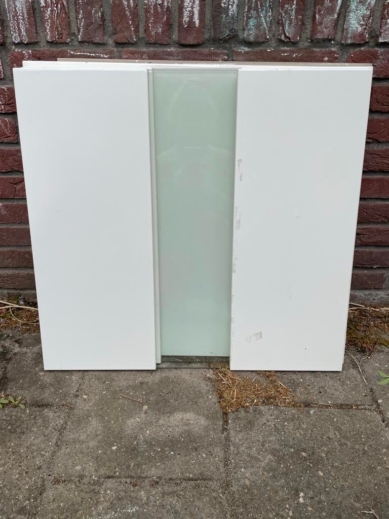 Twee Besta kastdeurtjes IKEA, wit met glas, Ophalen, Gebruikt