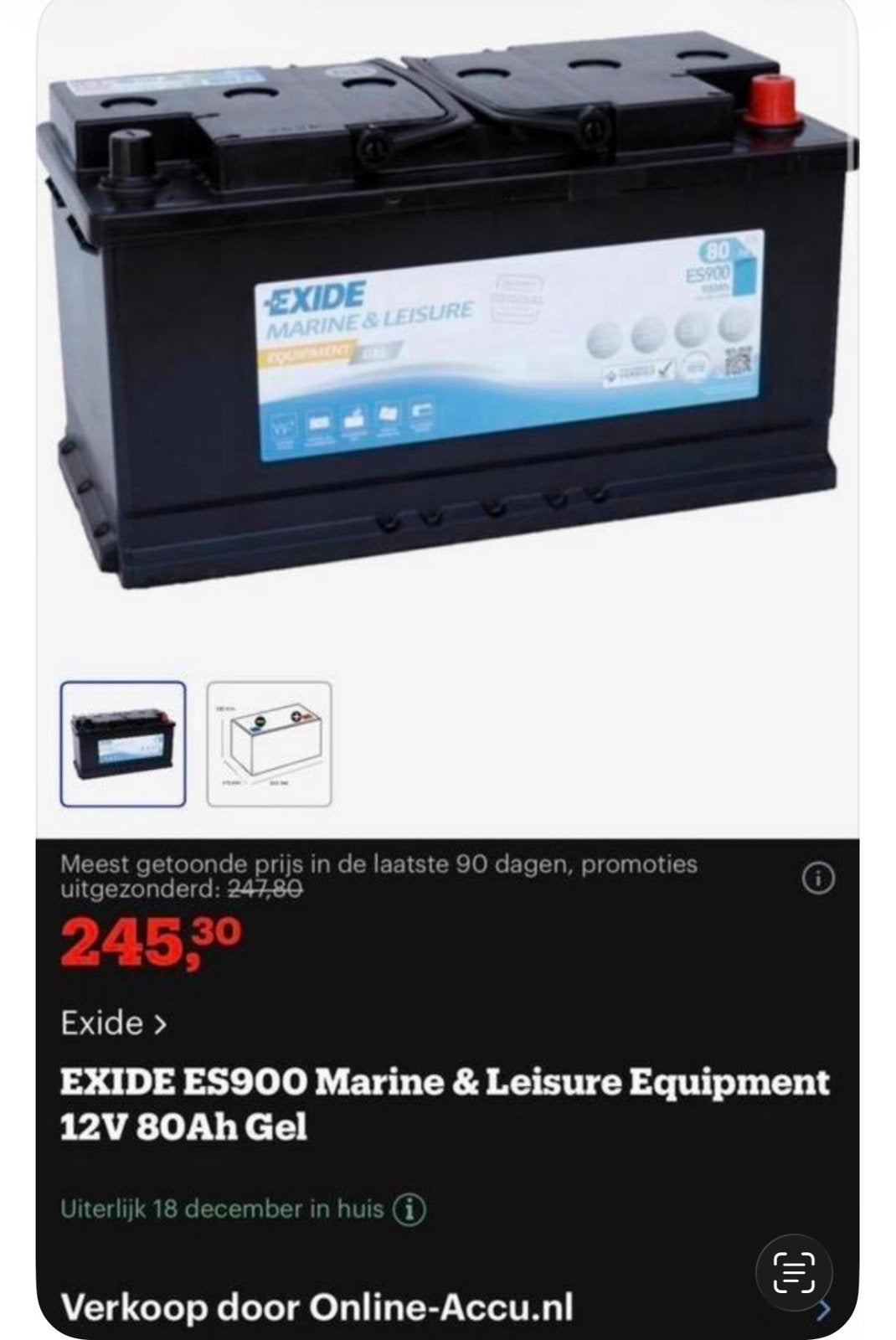 Exide ES9000 12V 80ah gel accu, Ophalen of Verzenden, Nieuw