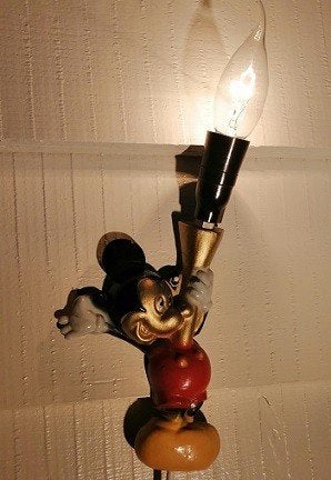 Mooie vintage Mickey Mouse wandlamp uit de jaren 60, Ophalen of Verzenden, Zo goed als nieuw, Metaal