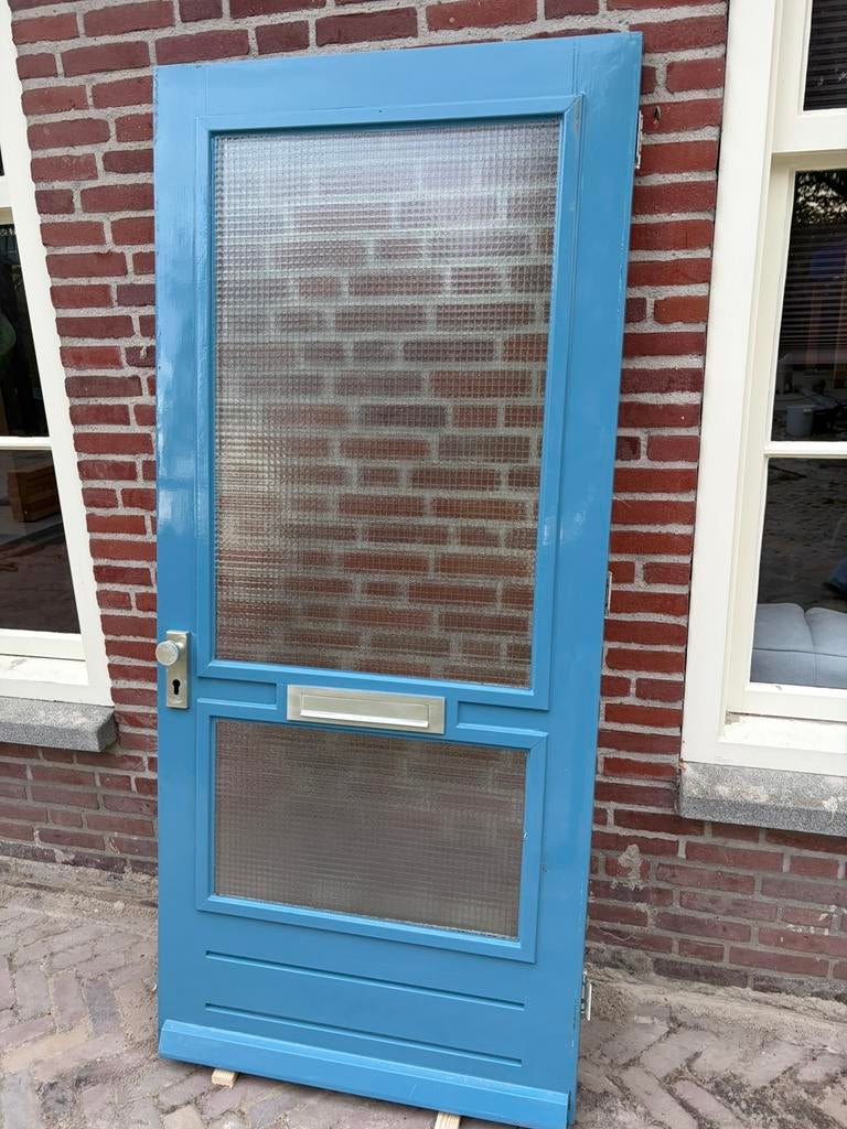 Hardhouten voordeur, Ophalen, Zo goed als nieuw, Buitendeur, 200 tot 215 cm