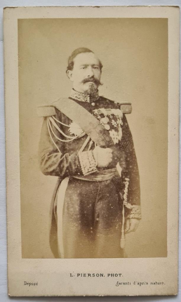 cdv Generaal Charles-Denis Bourbaki 1860's, Gebruikt, Verzenden, Foto, Voor 1940