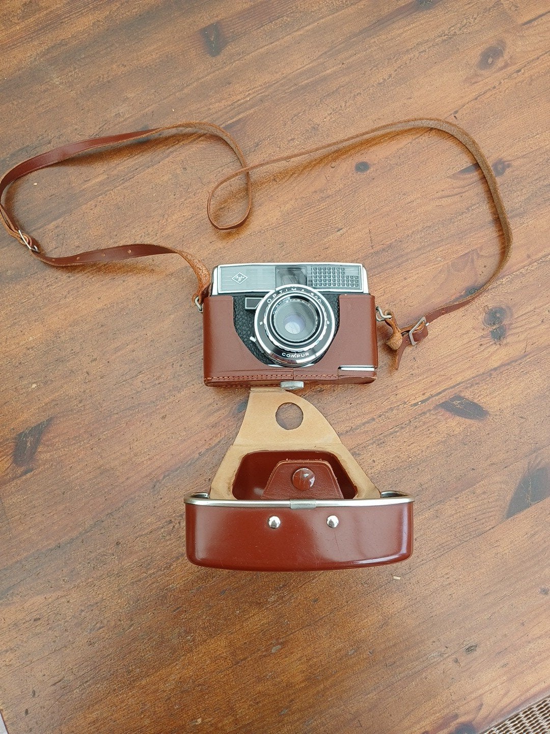 Vintage Agfa Optima 500 fototoestel met lederen tas, Ophalen of Verzenden, Gebruikt, Compact, Overige Merken