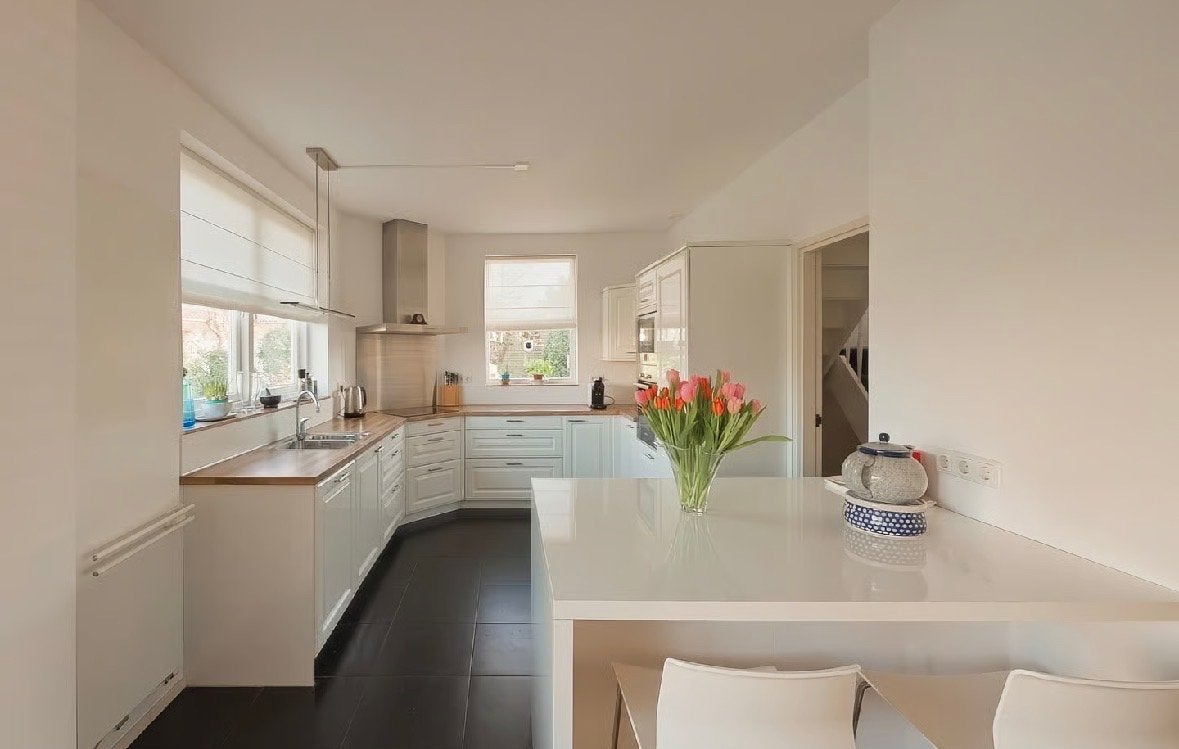 Keuken incl inbouwapparatuur, Huis en Inrichting, Keuken | Complete keukens, Ophalen, Gebruikt, Wit, Hoekkeuken