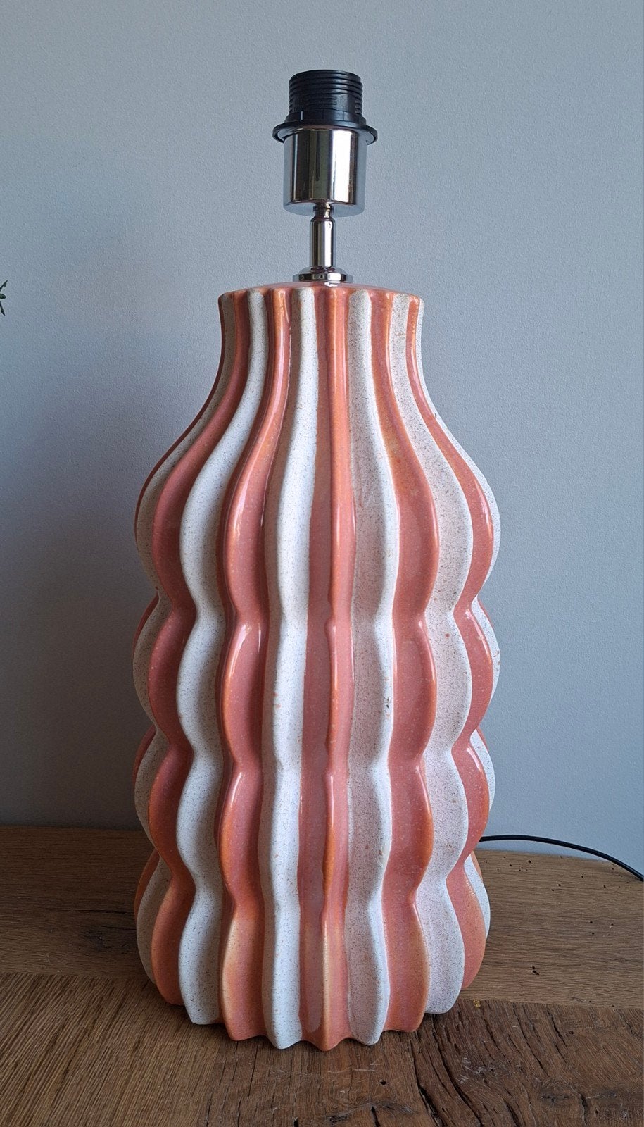 Lampvoet keramiek retro design terra wit Lamp H51 Nieuw, Ophalen, Metaal, Nieuw, E27 (groot)