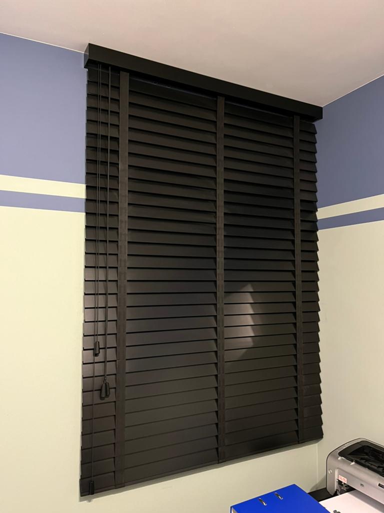 Raam bekleding houten lamellen/ shutter Basswood zwart, Ophalen, Zwart, Zo goed als nieuw, 174 cm
