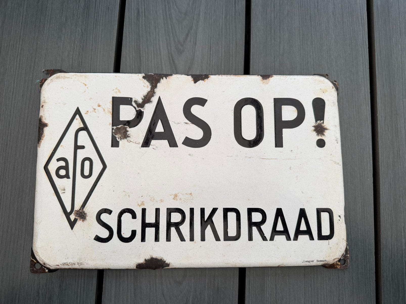 Pas Op Schrikdraad emaille bord, Ophalen of Verzenden