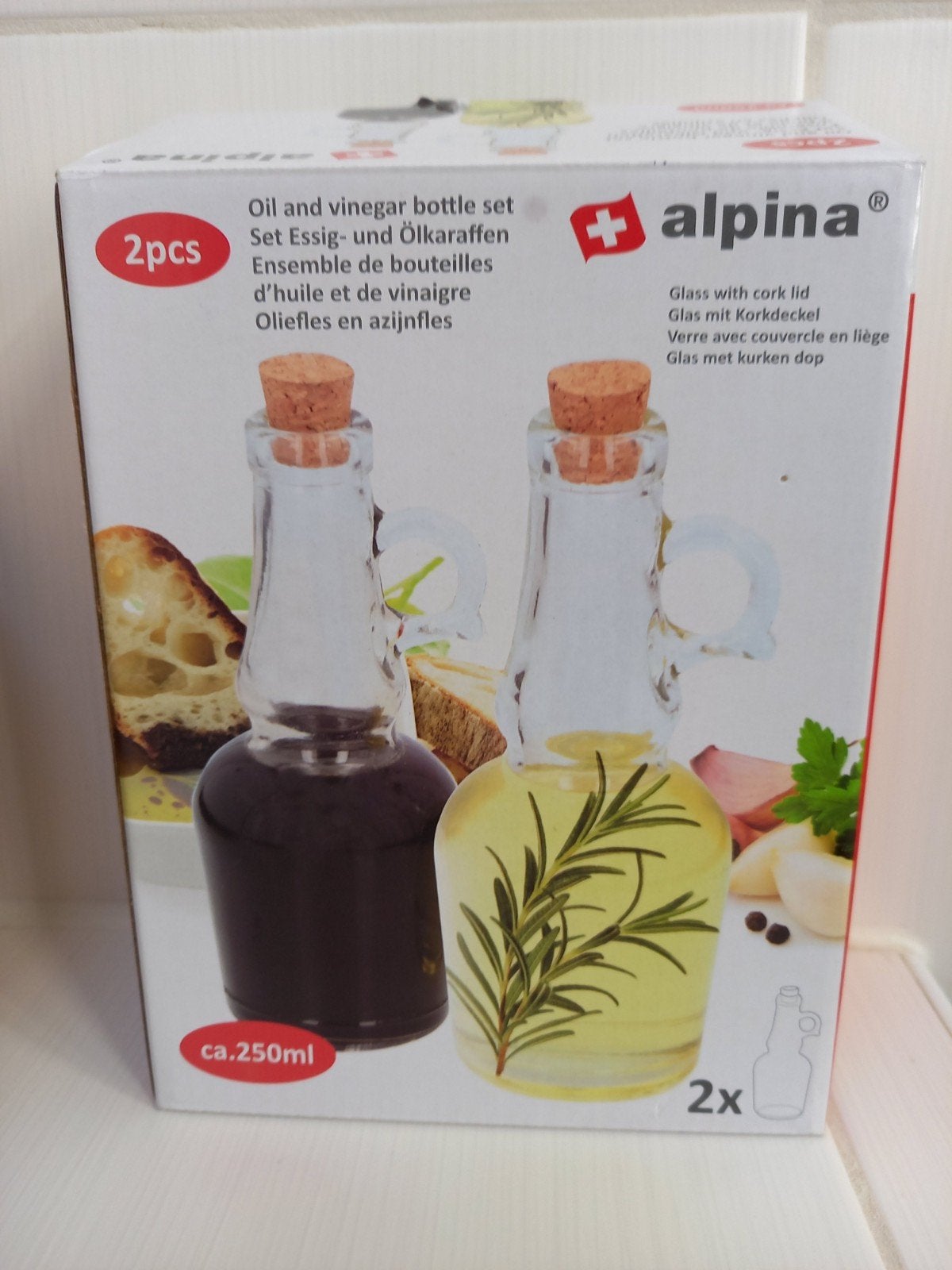Alpina olie en azijn flessenset , incl doos, Huis en Inrichting, Keuken | Keukenbenodigdheden, Ophalen of Verzenden, Gebruikt