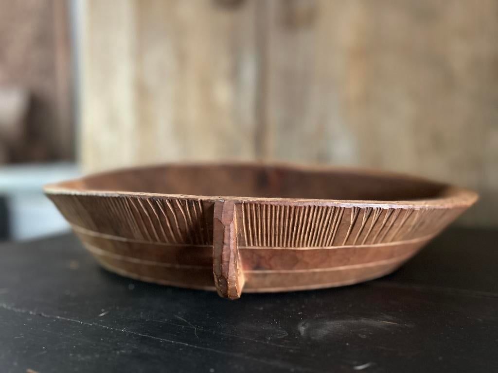 Gekerfde houten (marron) Suriname tribale schaal, Ophalen of Verzenden