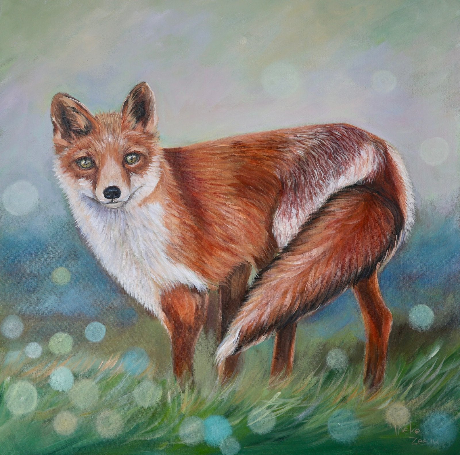 Schilderij vos acrylverf op doek, Ophalen of Verzenden