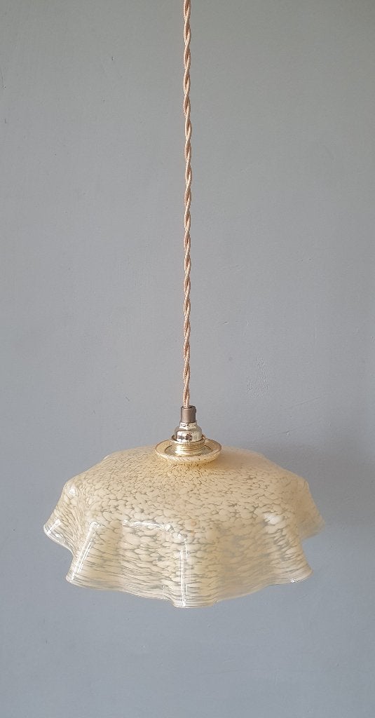 Vintage / Antieke franse glazen hanglamp in Clichy stijl., Ophalen of Verzenden