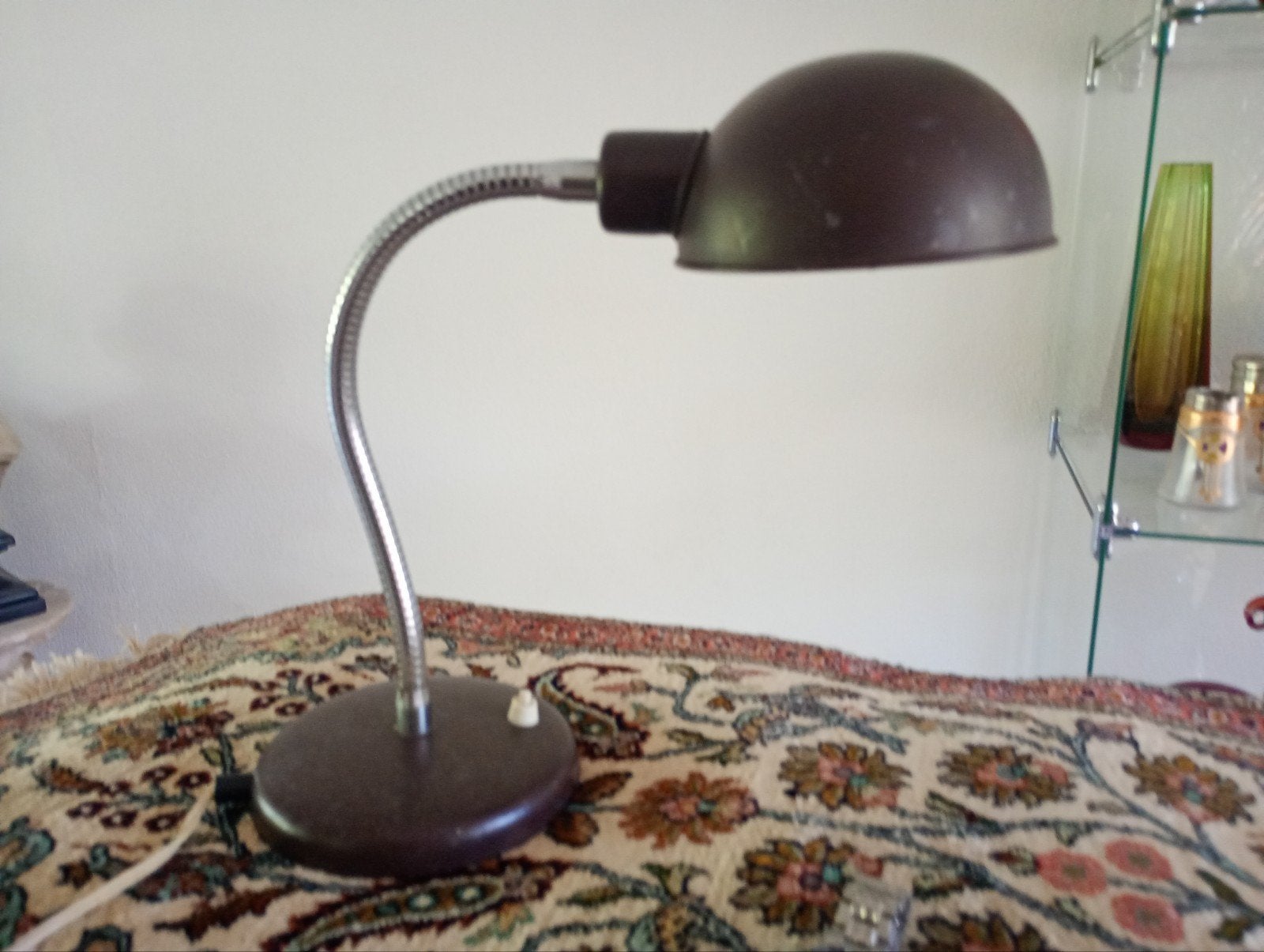 Vintage bureaulamp met flexibele arm, bruin, Antiek en Kunst, Antiek | Lampen, Ophalen of Verzenden