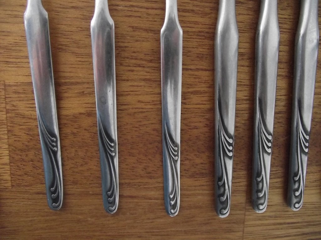 8 vintage krul bestek Amefa stainless model 9004 1960 p stuk, Ophalen of Verzenden