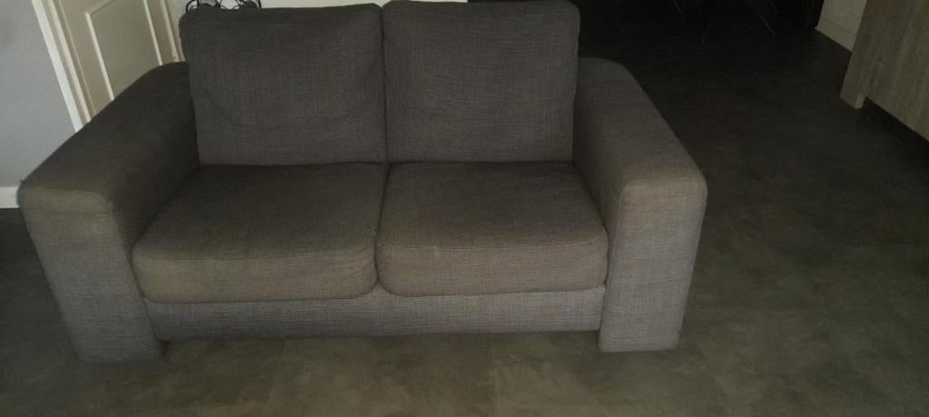 Gratis af te halen, 2 banken donker grijs, grove stof ., Ophalen, Gebruikt, 75 tot 100 cm, Stof
