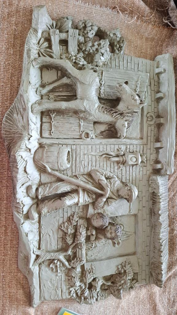 Vintage wanddecoratie: Slapende man en paarden, Ophalen, Handgemaakt, Wanddecoratie, 20 - 50 cm