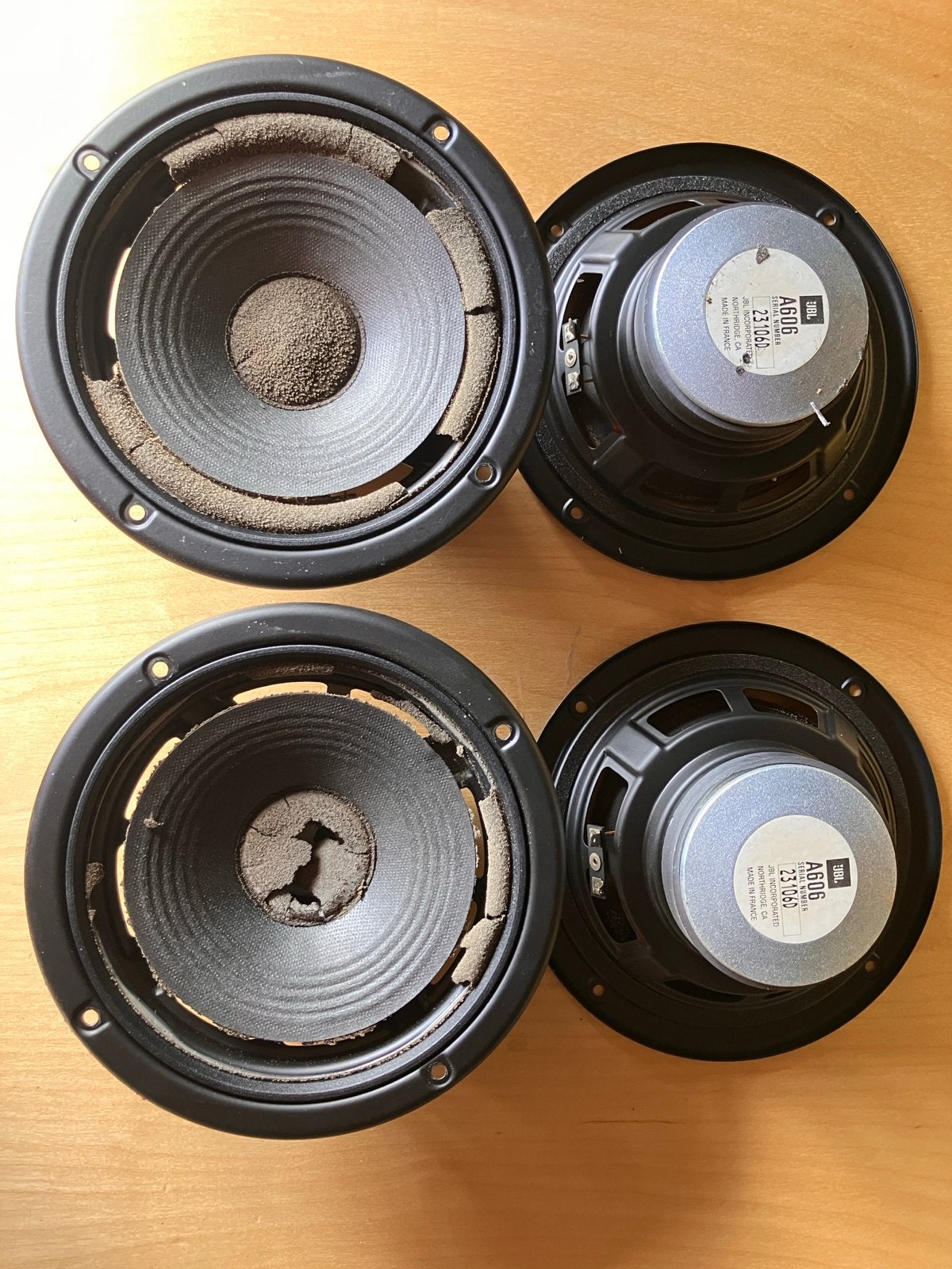 JBL A606 Woofers - 4 stuks - Opknapper, Ophalen of Verzenden, Niet werkend, Overige typen, JBL