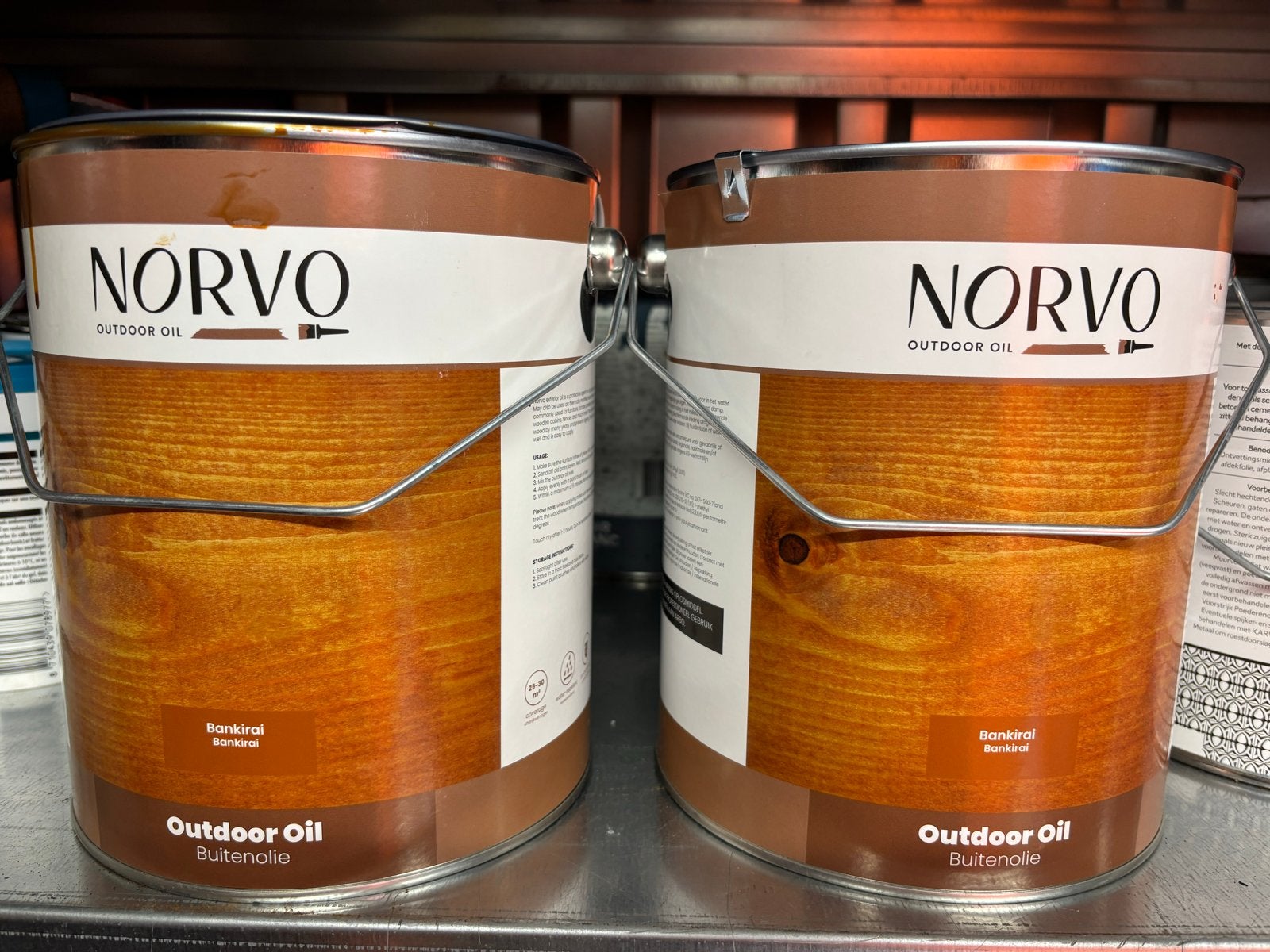 NORVO Outdoor Oil Bankirai Buitenolie - 2 blikken, Ophalen, Bruin, 5 tot 10 liter, Beits