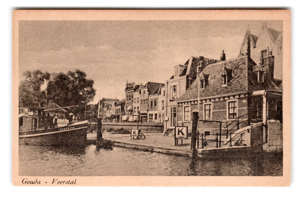 Gouda, Veerstal, Verzenden, 1920 tot 1940, Ongelopen, Zuid-Holland