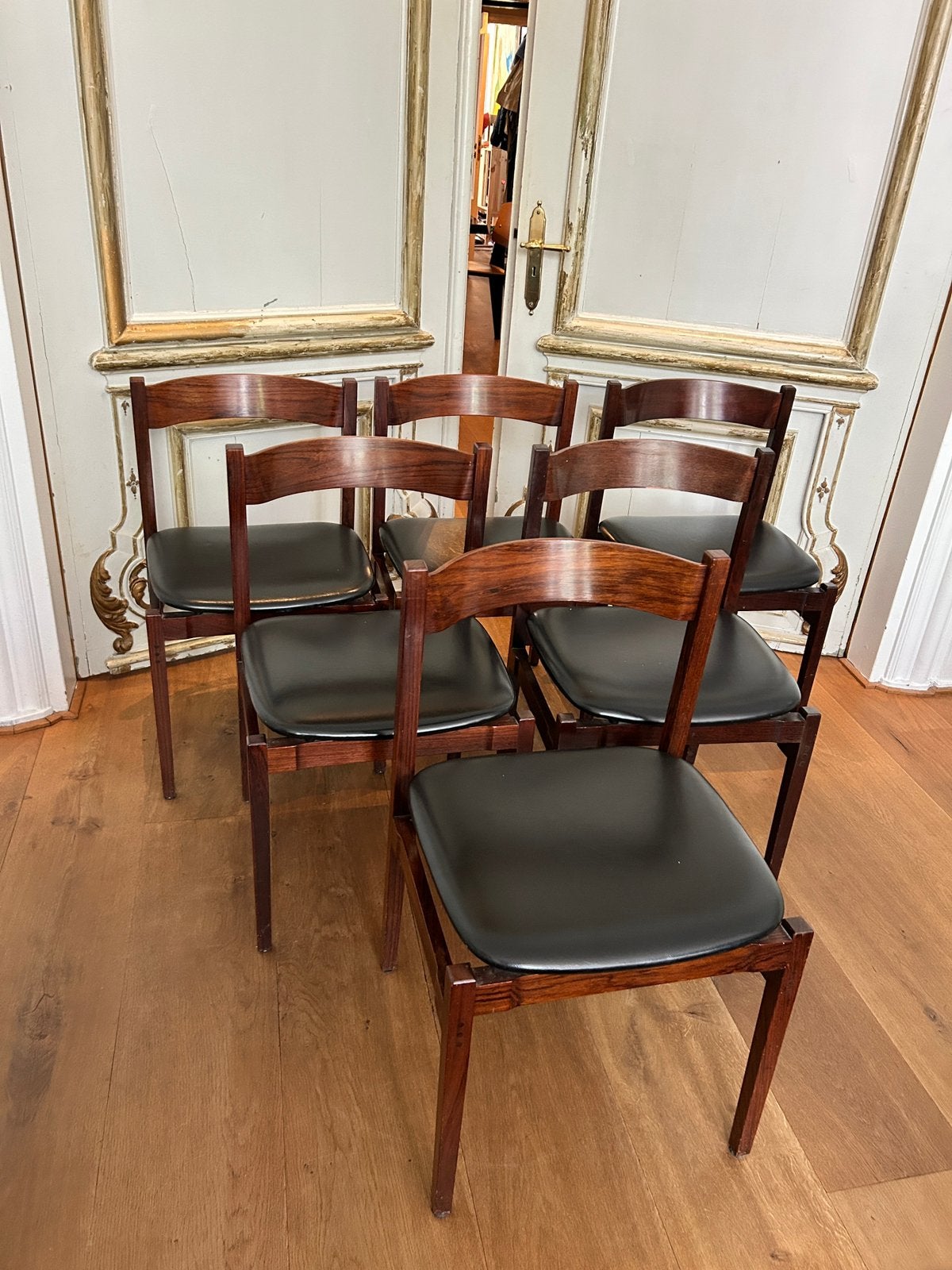 6x Gianfranco Frattini Rosewood 104 Cassina 1960, Antiek en Kunst, Ophalen