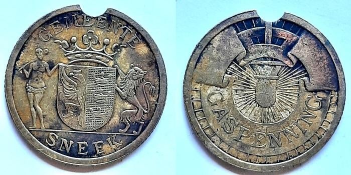 Sneek Gasmunt Messing, Postzegels en Munten, Verzenden, Overige materialen, Nederland