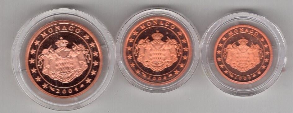 1, 2 en 5 Eurocent Monaco 2004 - PROOF, Postzegels en Munten, Munten | Europa | Euromunten, Verzenden, Monaco, Overige waardes