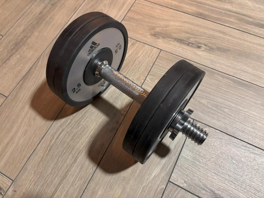 Adidas Elite halterschijf 4x 2,5kg op stang, Ophalen of Verzenden, Zo goed als nieuw, Halterset