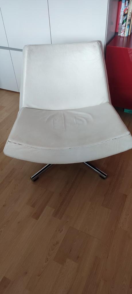 Draai stoeltje van leer, Huis en Inrichting, Fauteuils, Ophalen, Gebruikt, Minder dan 75 cm, Leer