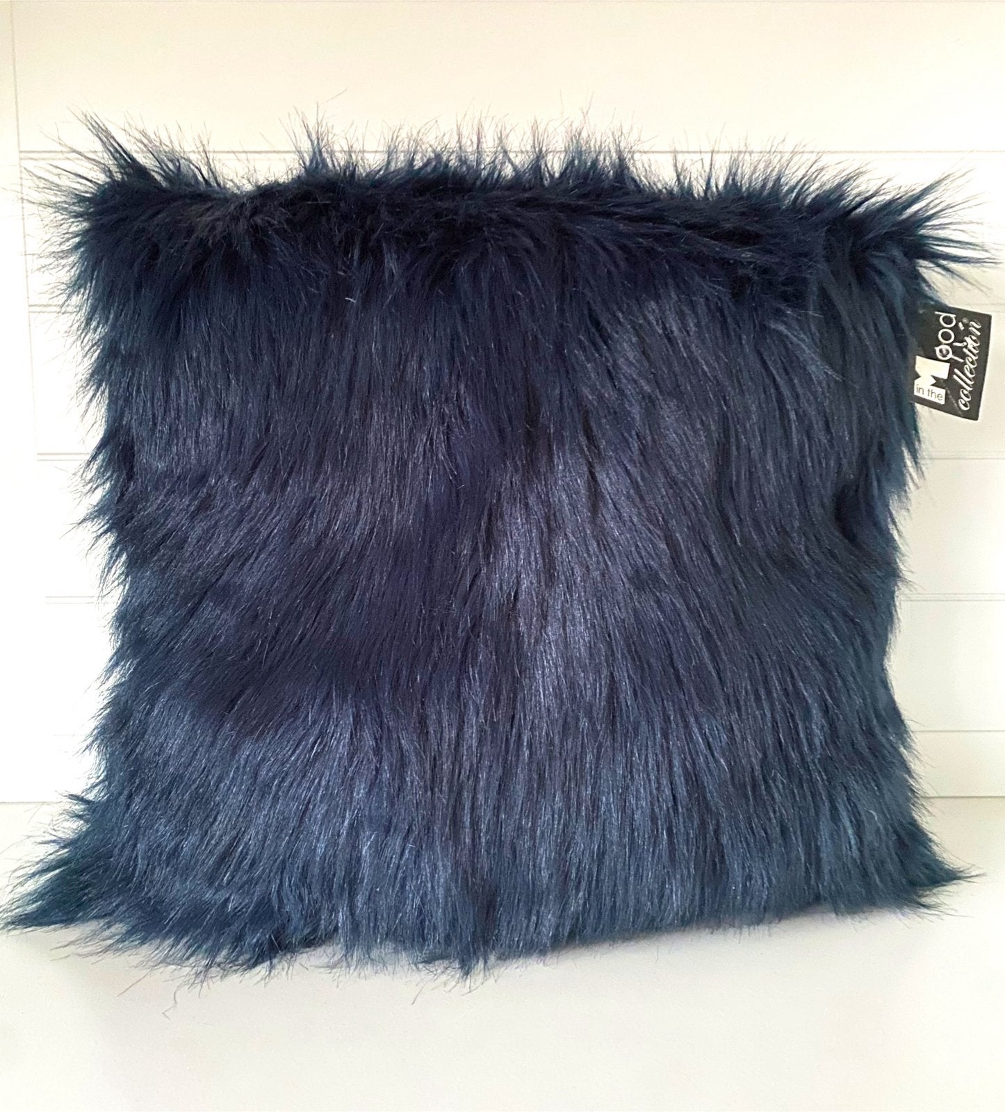 Mood Collection Harig Bont Kussen - Indigo Blauw, Huis en Inrichting, Woonaccessoires | Kussens, Overige merken, Blauw, Vierkant