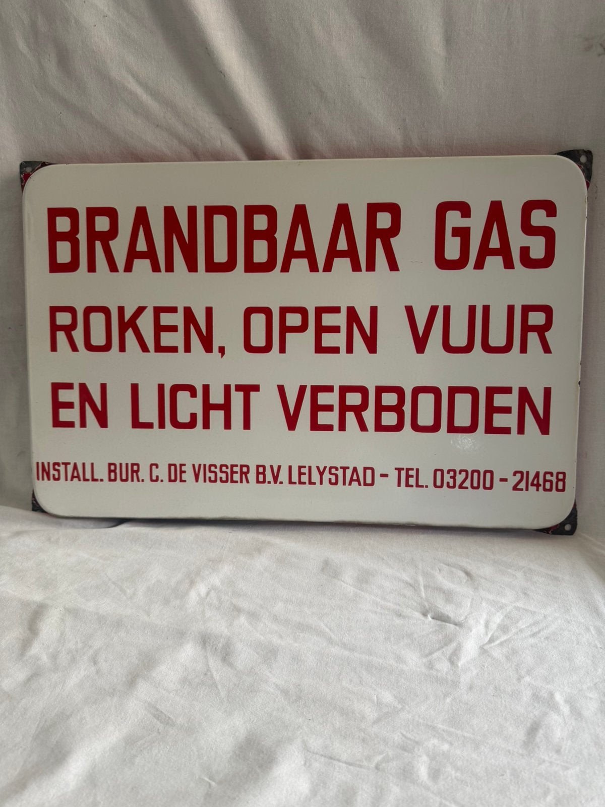 Emaille Brandgevaar Bord, Ophalen of Verzenden, Gebruikt, Reclamebord