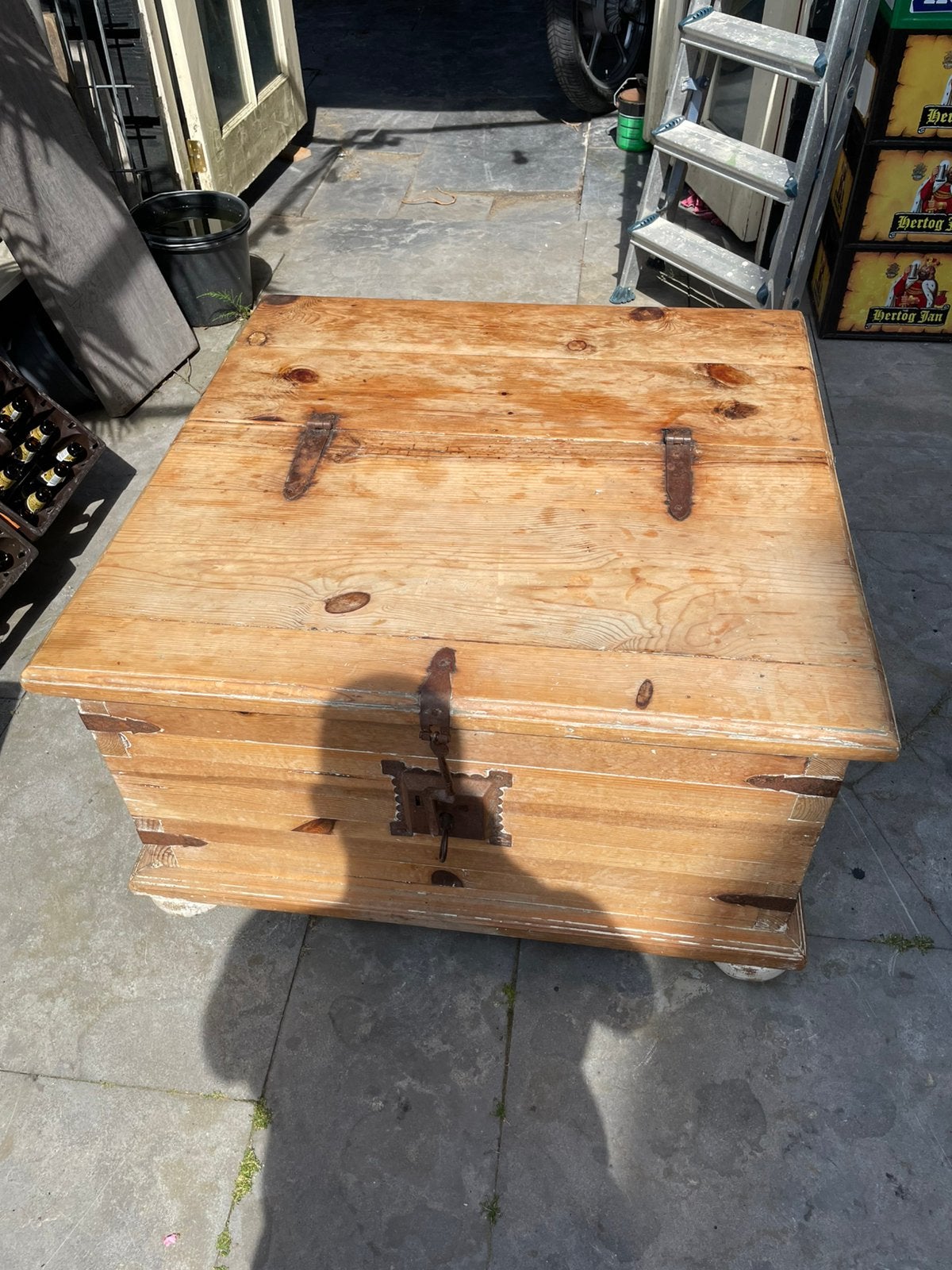 Salontafel dekenkist blank teak, Huis en Inrichting, Woonaccessoires | Kisten, Ophalen, Gebruikt, 50 tot 100 cm, Teakhout
