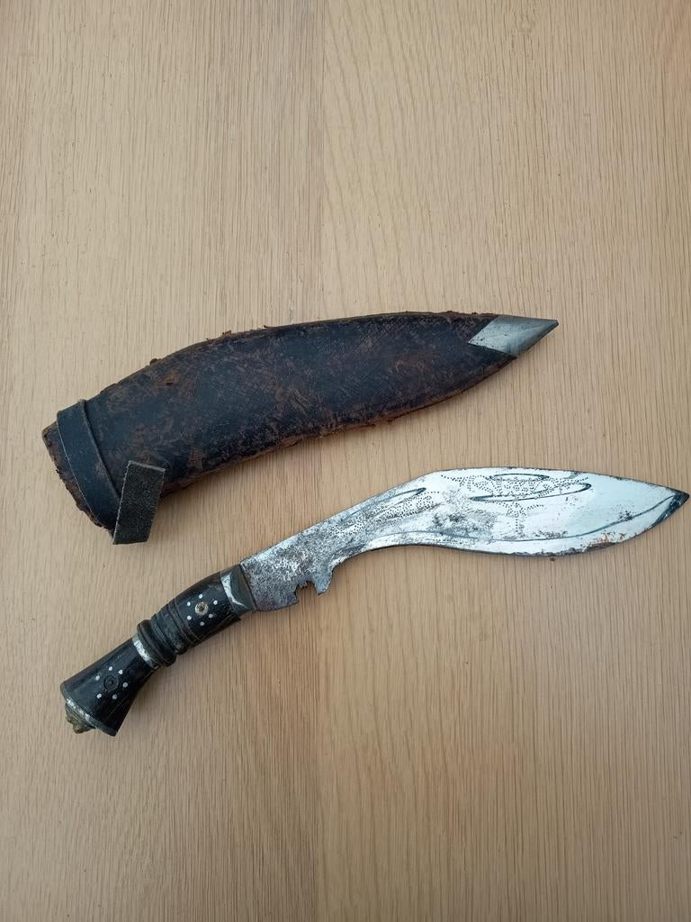 Vintage Kukri Mes met Leren Schede - Handgemaakt, Ophalen of Verzenden