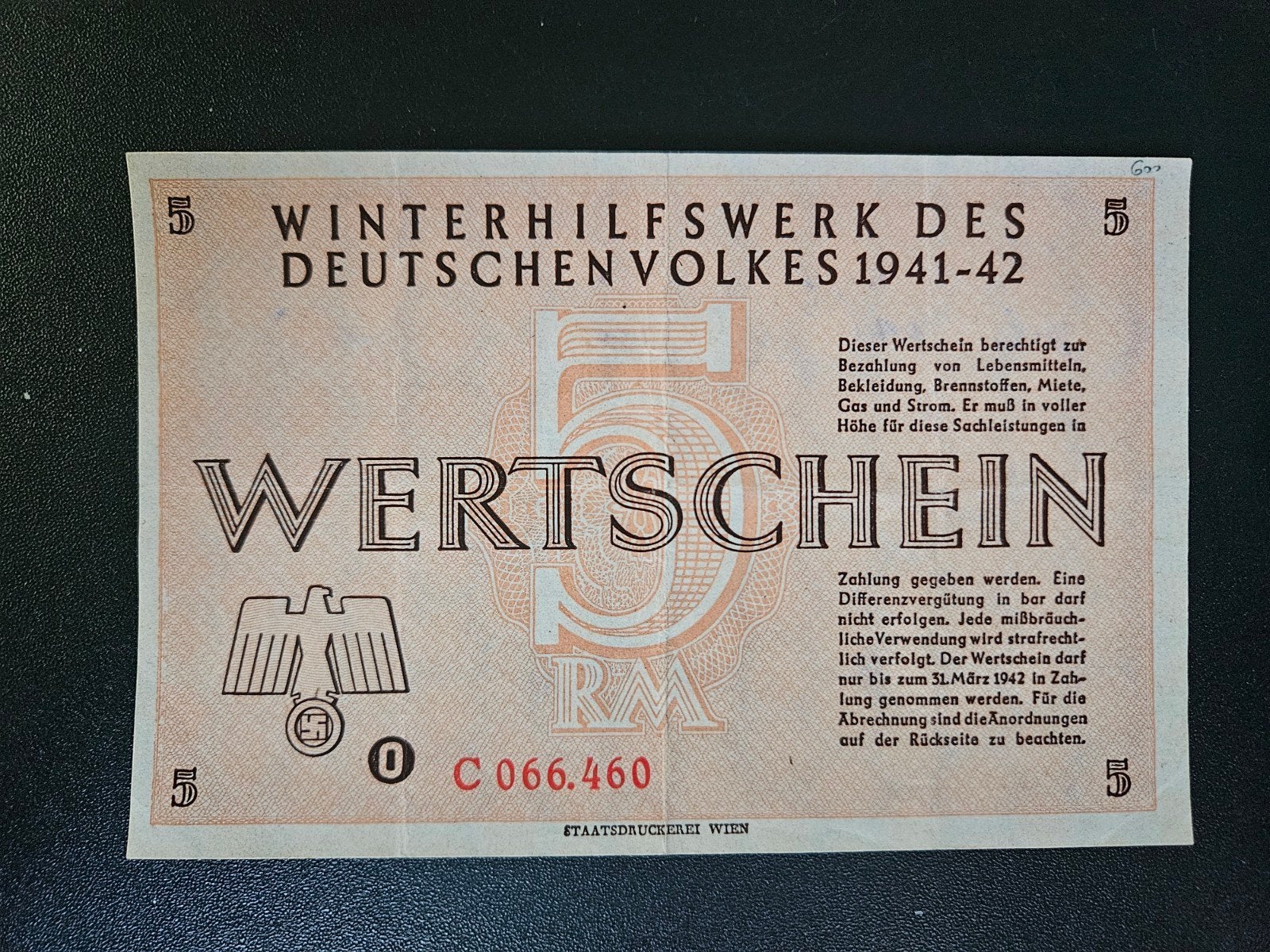 Duitsland Winterhilfewerk des Deutschen Volkes 5 Reichsmark, Verzenden, Duitsland, Los biljet