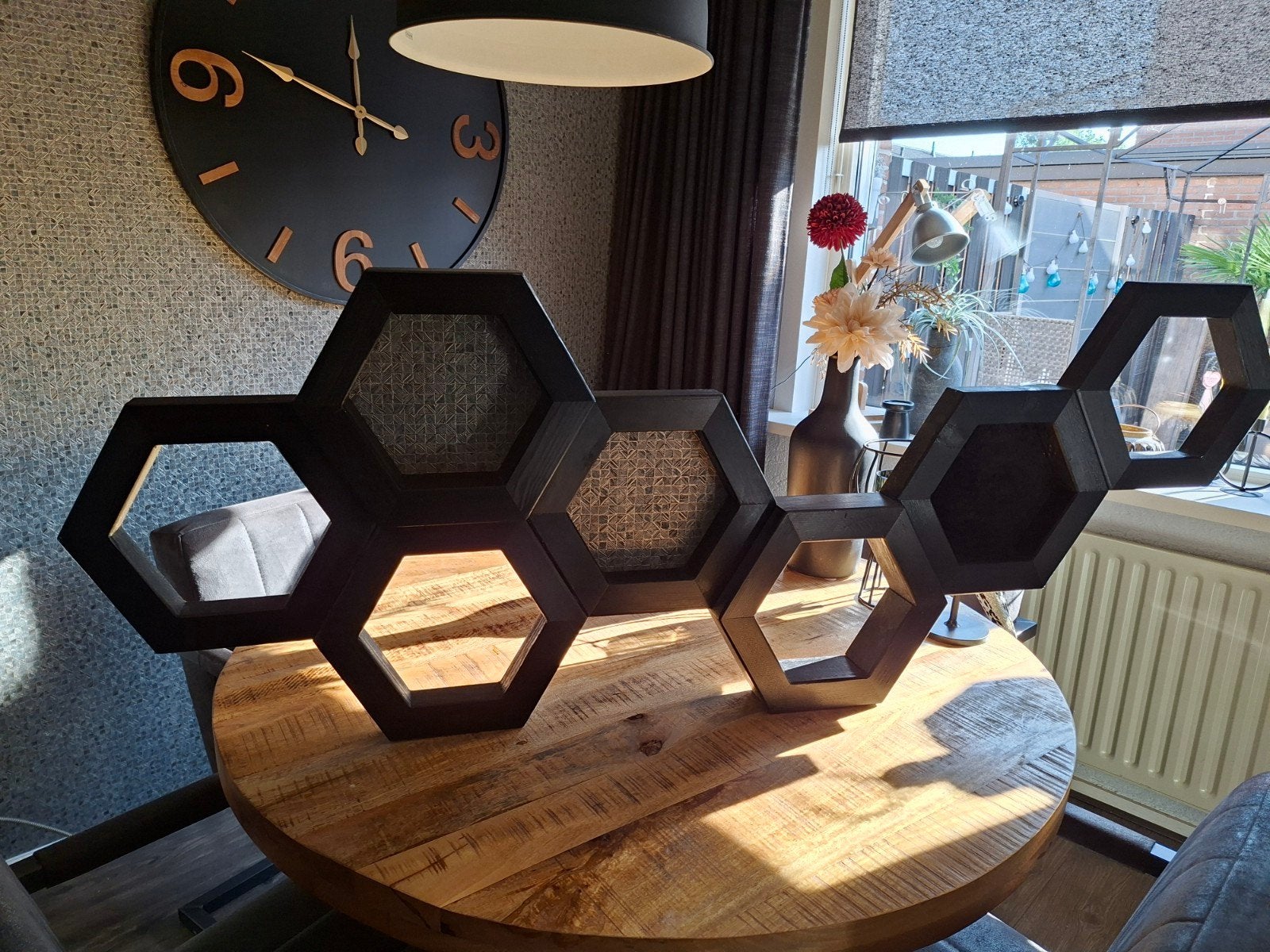 Mooie zwarte Hexagon, Ophalen, 154 cm, Wandhanger, Zo goed als nieuw