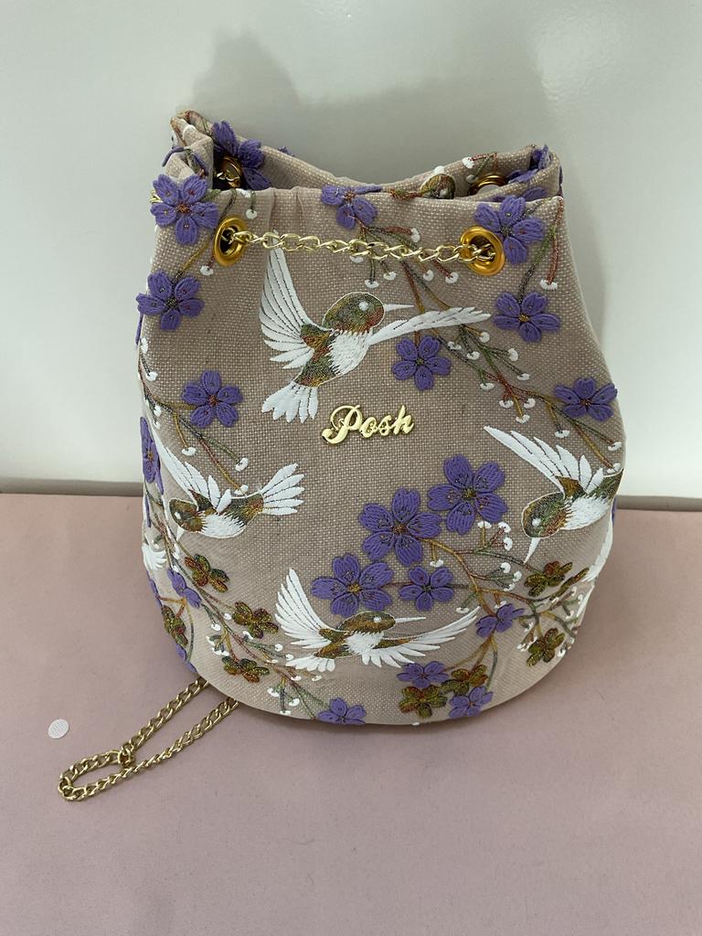 Nieuw Posh Thailand Rugzakje met vogel- en bloemenprint, Ophalen of Verzenden, Nieuw, Paars, Overige typen