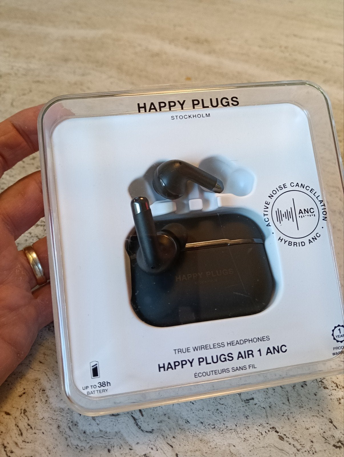 Happy Plugs Air 1 ANC Draadloze Oordopjes - Zwart, In-ear, Nieuw, Draadloos, Ophalen