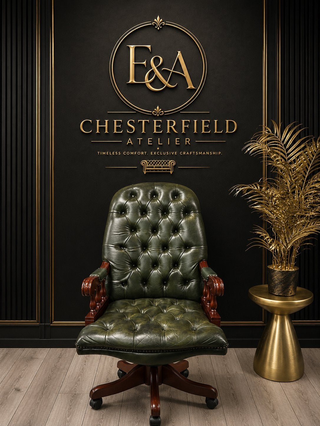 Chesterfield Lederen Bureaustoel !!!, Huis en Inrichting, Ophalen of Verzenden, Gebruikt, 75 tot 100 cm, Minder dan 150 cm