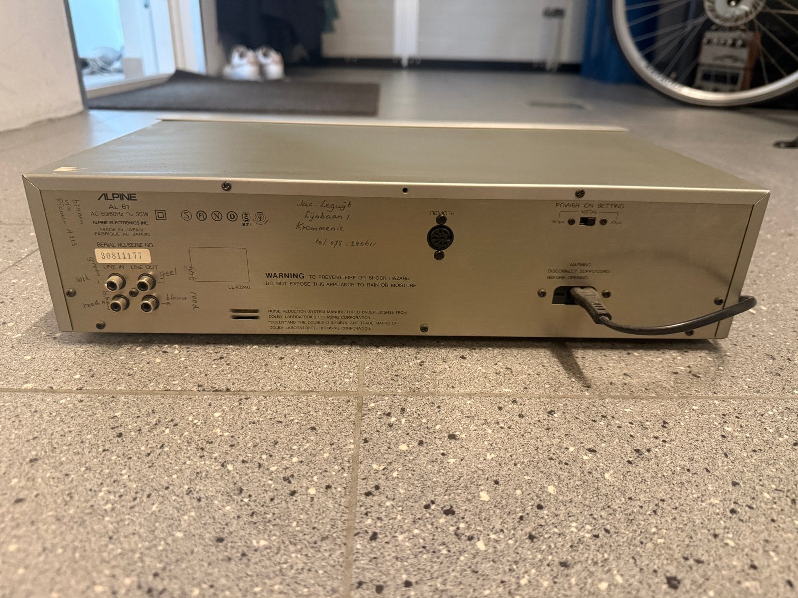 Alpine AL-60 Stereo Cassette Deck - Vintage Hifi, Audio, Tv en Foto, Cassettedecks, Ophalen, Enkel, Overige merken, Tiptoetsen