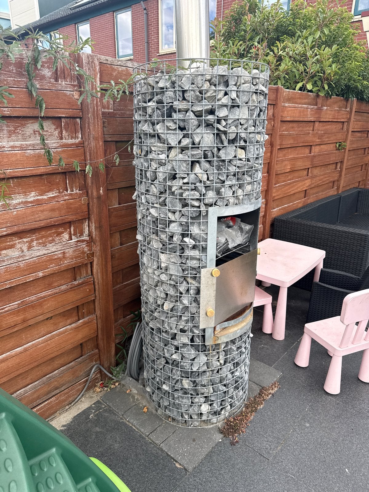 Gabion Vuurton met RVS Pijp - Gebruikt, Ophalen, Gebruikt, Vuurton