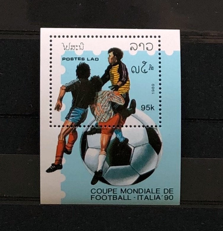 Laos Postfris 1989 WK Voetbal Italië 90 Blok 126, Ophalen of Verzenden, Postfris, Sport
