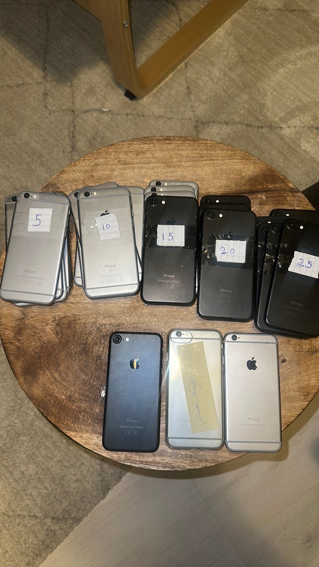 Partij 25 iPhones – 15x iPhone 6 + 10x iPhone 7 –, Ophalen of Verzenden, Gebruikt, Grijs, Overige modellen