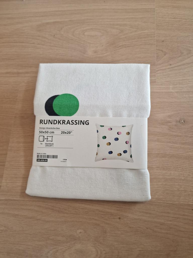IKEA RUNDKRASSING Kussensloop 50x50 cm - Nieuw, Ophalen of Verzenden, Nieuw, Wit, Vierkant