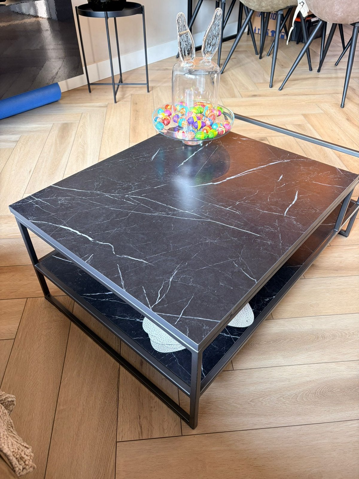 Salontafel marmer Xooon zwart, Ophalen, Rond, 50 tot 100 cm