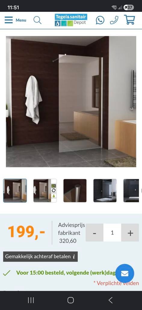 Eco Inloopdouche 900x2000mm Nano Helder Glas/Chroom, Ophalen, Nieuw, Glas, Douche