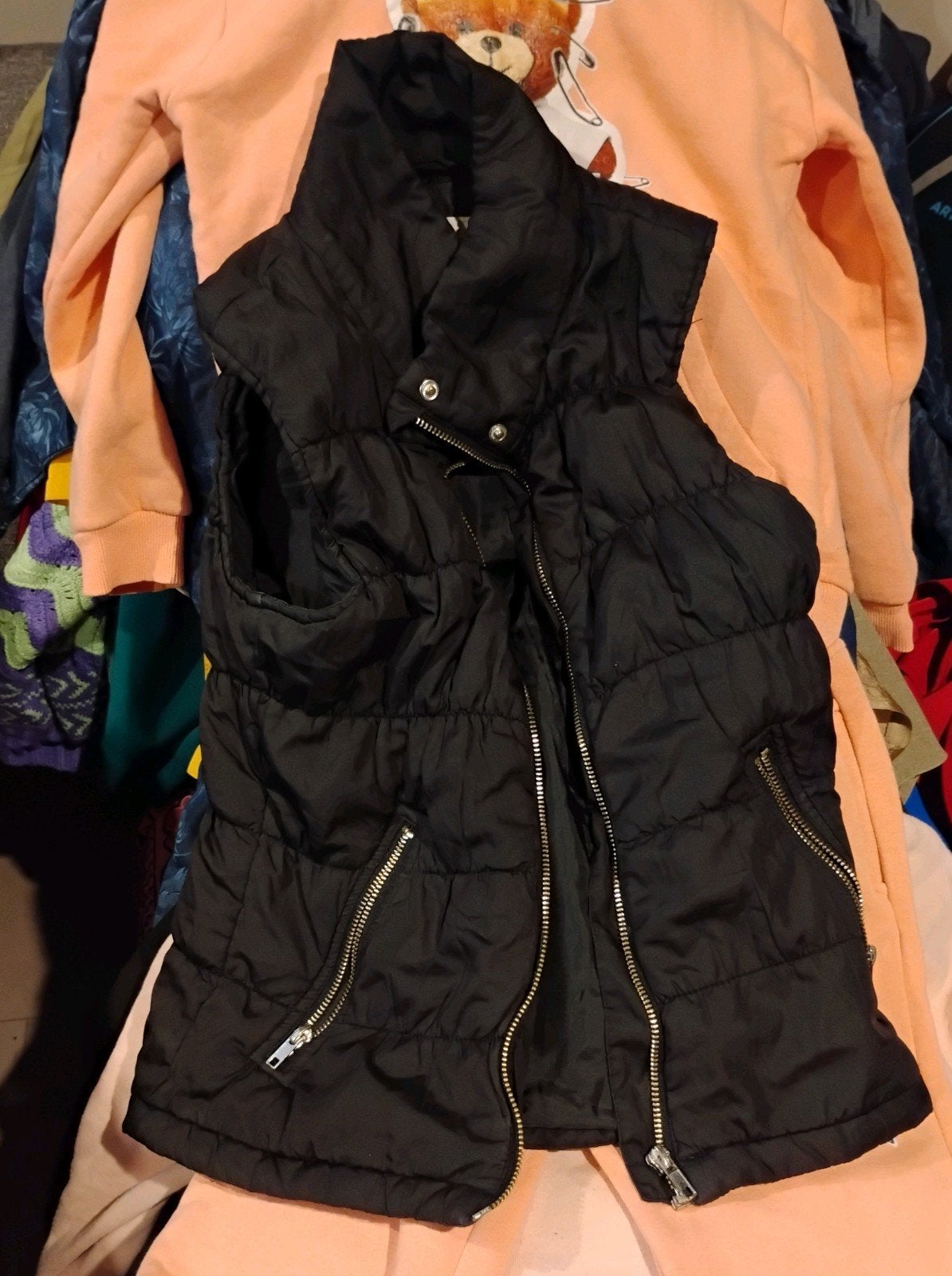 Zwart gewatteerd mouwloos vest van H&M, maat 152, H&M, Zwart, Ophalen of Verzenden, Maat 34 (XS) of kleiner