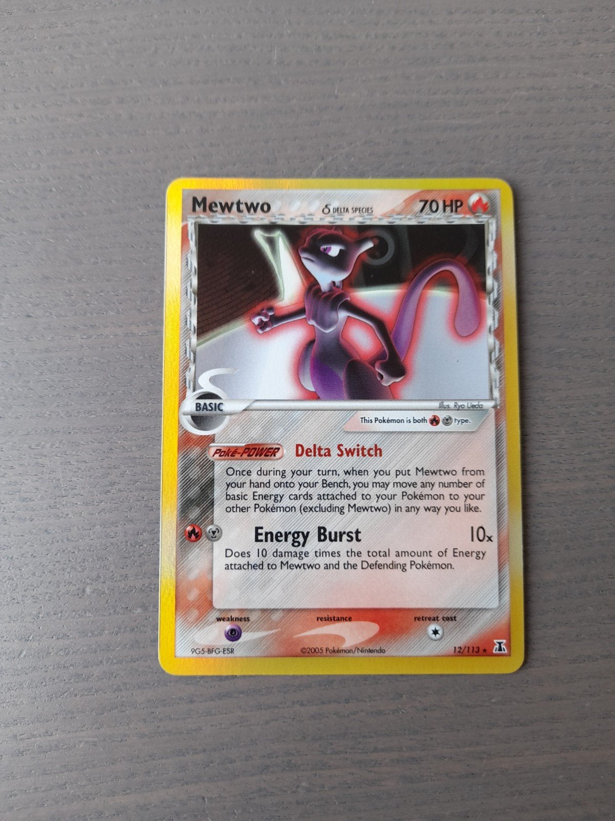 Delta species 12/113 mewtwo holo, Ophalen of Verzenden, Gebruikt, Losse kaart, Foil