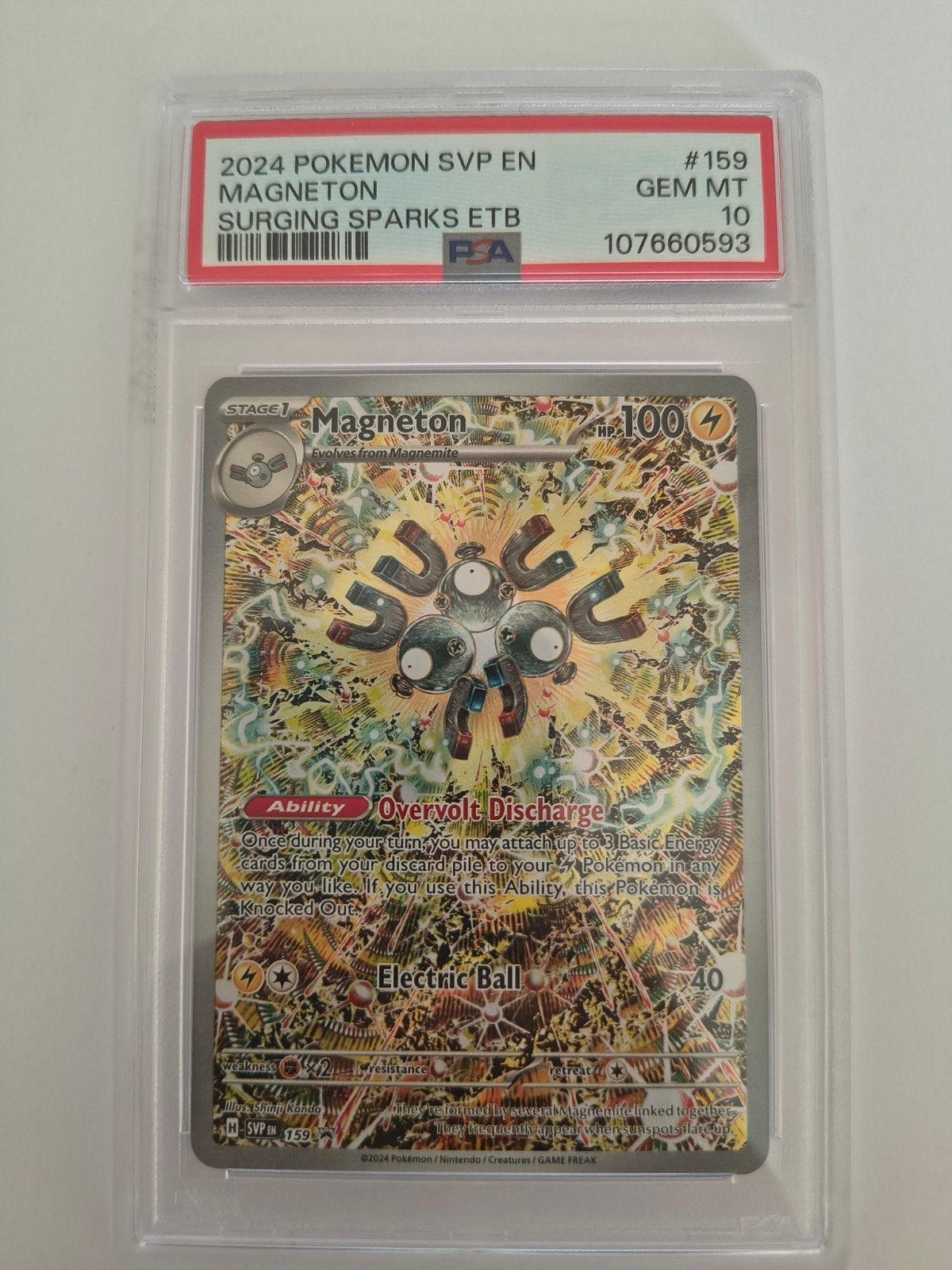 Psa 10 Slabs Oa deze Magneton van Surging sparks 🌟🌟, Ophalen of Verzenden, Zo goed als nieuw